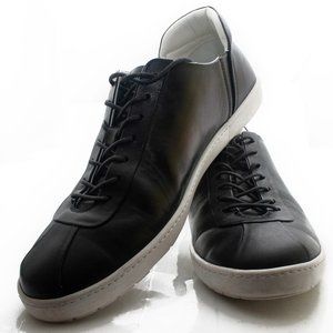 Giorgio Armani Black Leather Sneakers, Mens Size 9